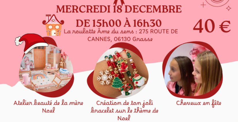 ateliers de Noël à la roulotte âme du sens Grasse Mouans-sartoux Atelier beauté et création bijoux à la roulotte Âme du sens