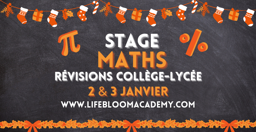 Stage "School'Up Maths" : révisions collège et lycée avec Life Bloom Academy