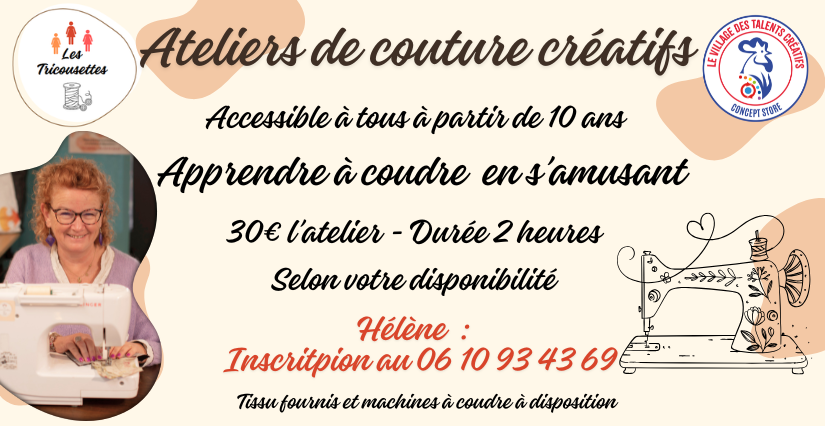 atelier de couture enfant adolescent Atelier couture avec Les Tricousettes au Village des Talents Créatifs